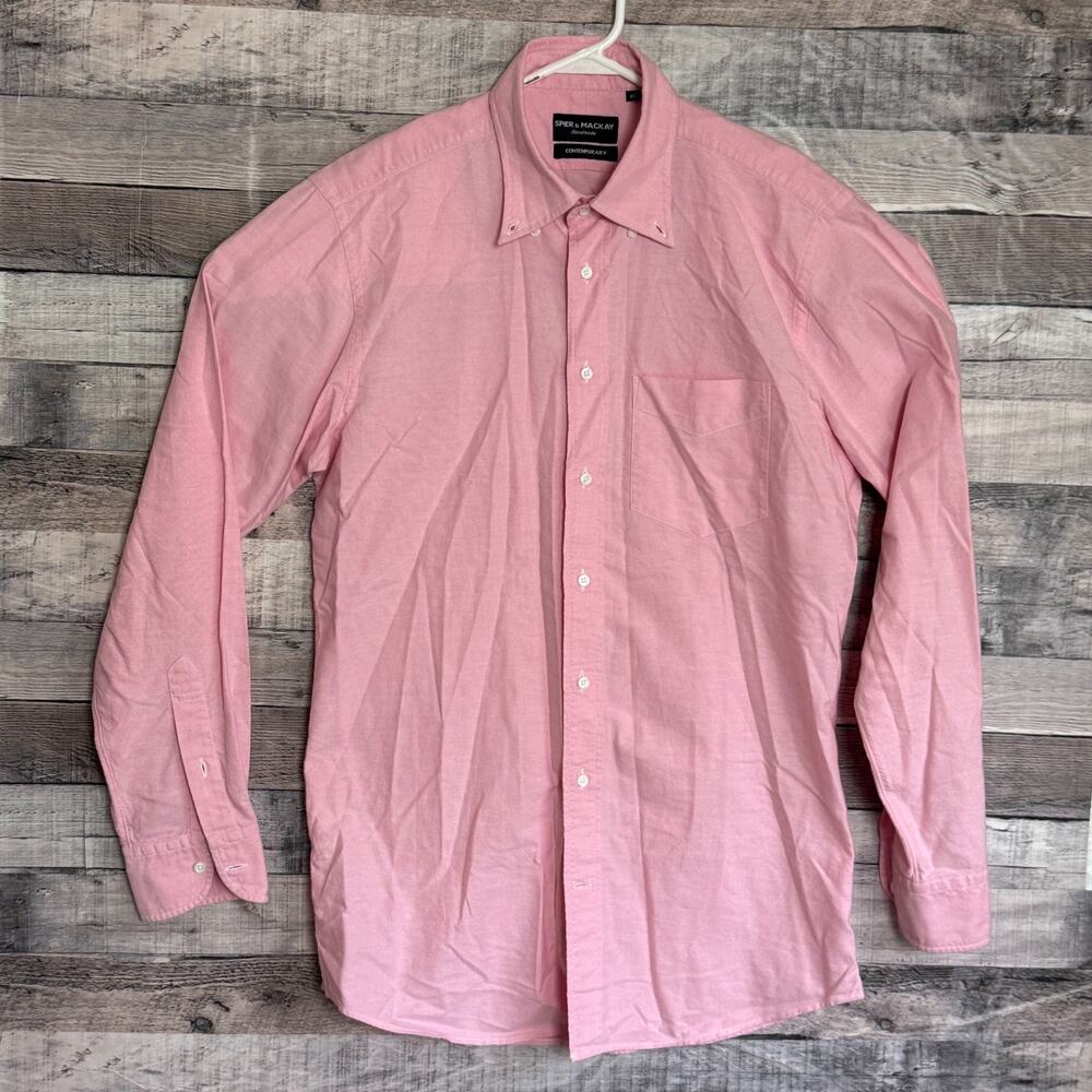 Spier Mackay Contemporary Shirt Mens Medium 15.5 Pink Button Up Long Sleeve